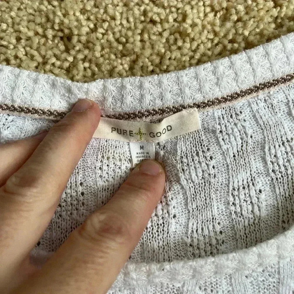 Anthropologie White Textured Sweater - Picture 2 of 8